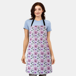 Paarse Vlinder Bloemmotief Cute Cottagecore Schort