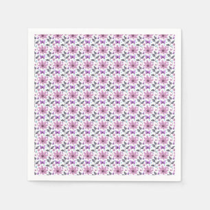 Paarse Vlinder Bloemmotief Cute Cottagecore Servet