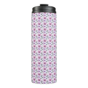 Paarse Vlinder Bloemmotief Cute Cottagecore Thermosbeker