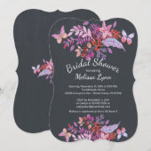 Paarse Vlinder Bloemrijke Herfst Bruidsmeisjesfees Kaart (Voorkant / Achterkant)