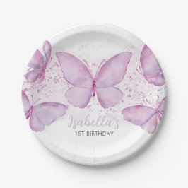 Paarse vlinder-Bord Papieren Bordje