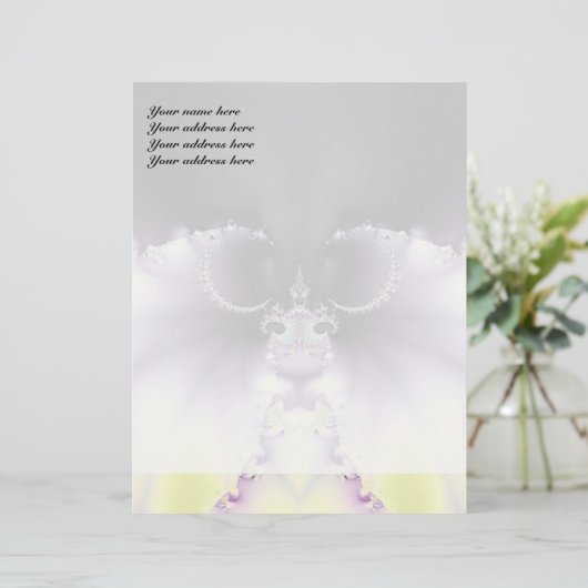 Paarse vlinder briefhoofd (Staand voorkant)