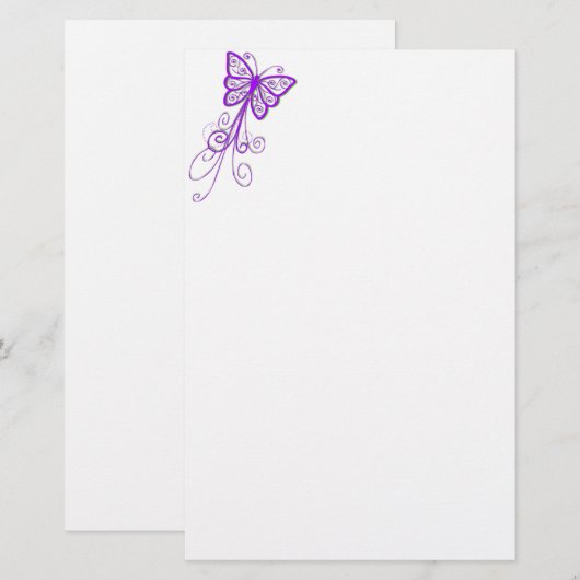 Paarse vlinder briefpapier (Voorkant / Achterkant)
