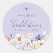 Paarse Vlinder Bruids douche Sticker (Voorkant)