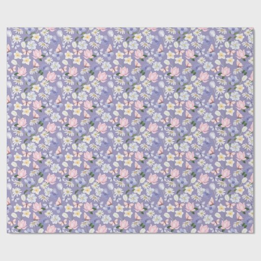 Paarse Vlinder Cadeaupapier (Vlak)