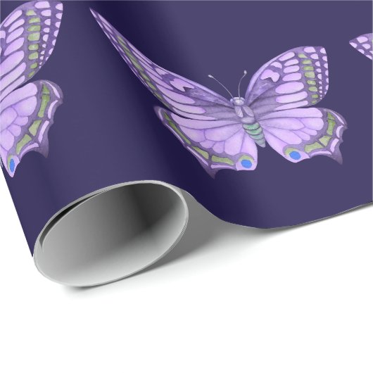 Paarse vlinder cadeaupapier (Rol Hoek)