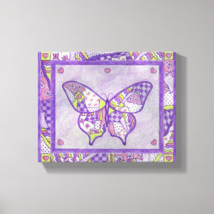 Paarse Vlinder Canvas Kunstprint Afdruk