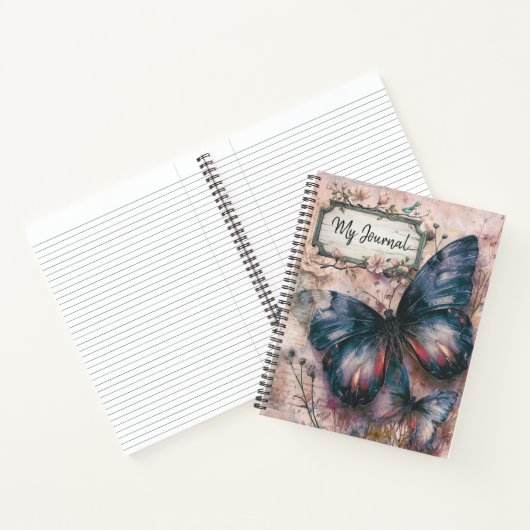  Paarse vlinder collage Journal Notitieboek (Binnen)