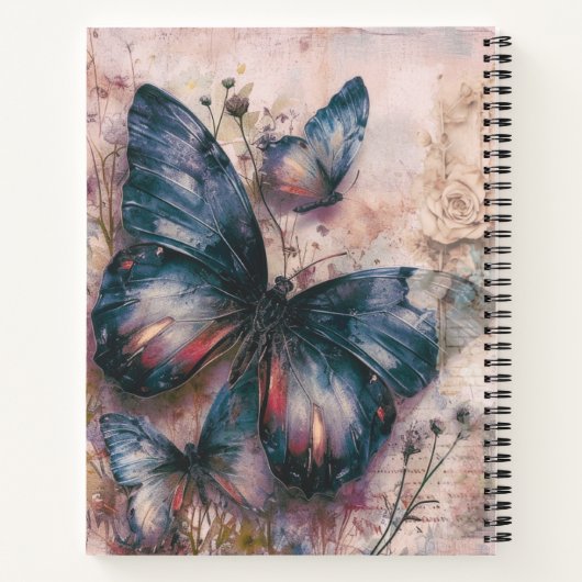 Paarse vlinder collage Journal Notitieboek (Achterkant)