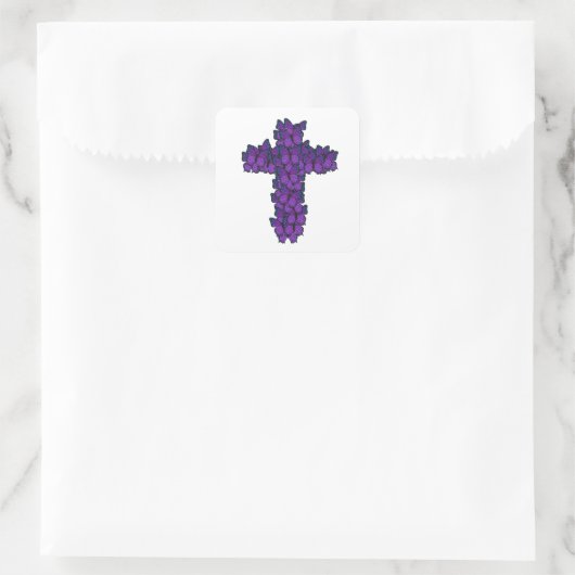 Paarse Vlinder Cross Square Stickers (Tas)