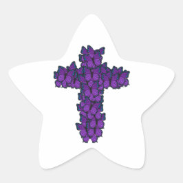 Paarse Vlinder Cross Star vormige Stickers