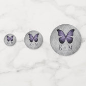 Paarse  vlinder Damask bruiloft Confetti (Voorkanten)