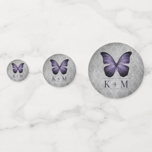 Paarse  vlinder Damask bruiloft Confetti (Voorkanten)