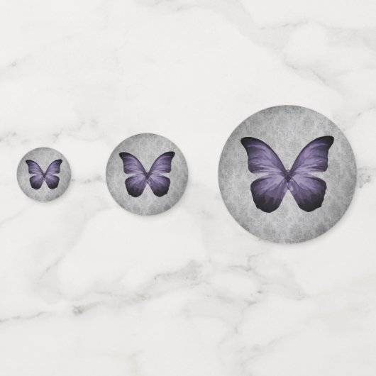 Paarse  vlinder Damask bruiloft Confetti (Achterkanten)