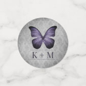 Paarse  vlinder Damask bruiloft Confetti (Kleine voorkant)