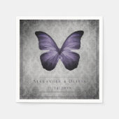 Paarse vlinder Damask bruiloft Servet (Voorkant)
