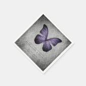 Paarse vlinder Damask bruiloft Servet (Hoek)
