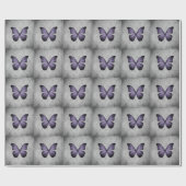 Paarse  vlinder Damask Cadeaupapier (Vlak)