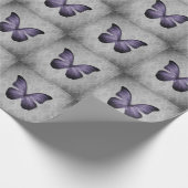 Paarse  vlinder Damask Cadeaupapier (Hoek)