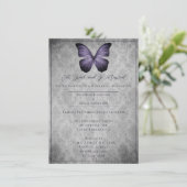 Paarse vlinder damast repetitie diner kaart (Staand voorkant)