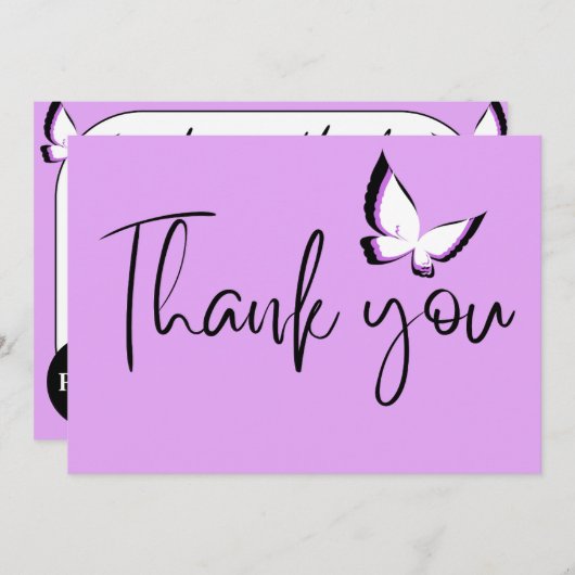 Paarse vlinder dankbaarheid bedankkaart (Voorkant / Achterkant)