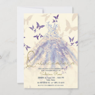 Paarse Vlinder Dansjurk Quinceañera Kaart