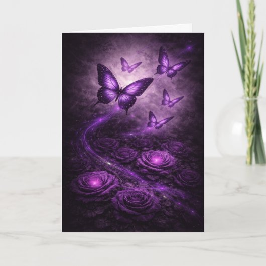 Paarse vlinder– Dark Bloom-collectie Kaart (Voorkant)
