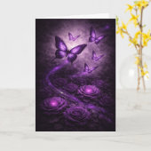 Paarse vlinder– Dark Bloom-collectie Kaart (Gele Bloem)