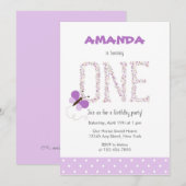 Paarse vlinder eerste uitnodiging (Voorkant / Achterkant)