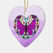  Paarse vlinder en Heart Mandala Keramisch Ornament (Links)