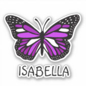  Paarse vlinder en naam op maat Sticker (Voorkant)