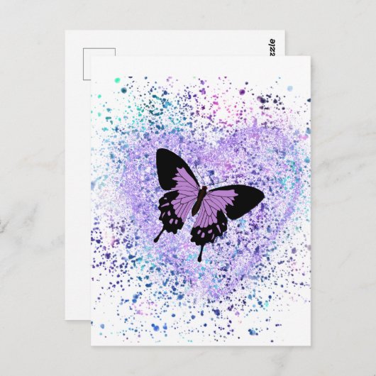 Paarse vlinder en verf Kaart (Voorkant / Achterkant)