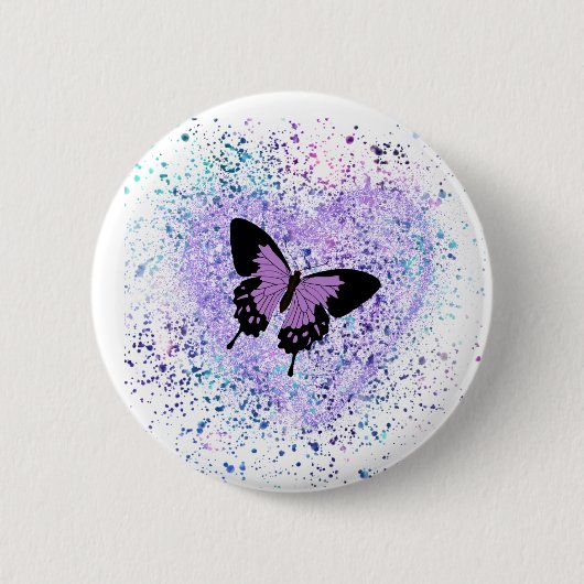Paarse Vlinder en Verfknop Ronde Button 5,7 Cm (Voorkant)