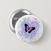 Paarse Vlinder en Verfknop Ronde Button 5,7 Cm (Voorkant /achterkant)