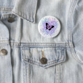 Paarse Vlinder en Verfknop Ronde Button 5,7 Cm (In situ)