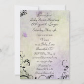  Paarse vlinder en wijnstokken Baby shower Kaart (Achterkant)