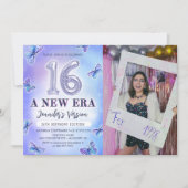Paarse Vlinder Eras Verjaardag 16e foto Kaart (Voorkant)