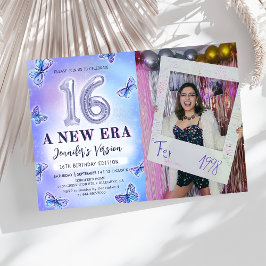 Paarse Vlinder Eras Verjaardag 16e foto Kaart