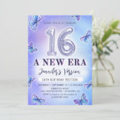 Paarse Vlinder Eras Verjaardag 16e Verjaardag Kaart (Staand voorkant)