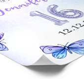 Paarse Vlinder Eras Verjaardagsfeestje Poster (Hoek)