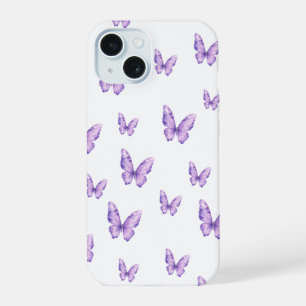 Paarse Vlinder Esthetische Hoes voor Telefoon iPhone 15 Case