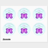 Paarse vlinder feestneus bedanksticker ronde sticker (Vel)