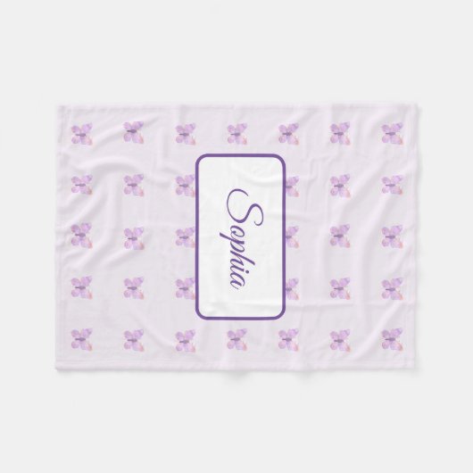 Paarse vlinder fleece deken (Voorkant (Horizontaal))