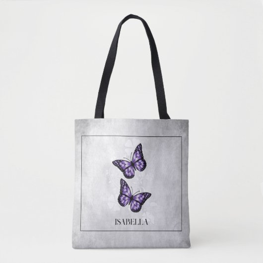 Paarse vlinder Floral - Aangepaste Canvas tas (Voorkant)