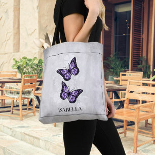 Paarse vlinder Floral - Aangepaste Canvas tas