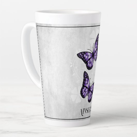 Paarse vlinder Floral - Aangepaste latte Mok (Linkerhoek)