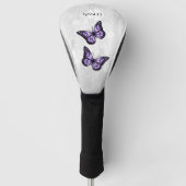 Paarse vlinder Floral Golf Head Hoesje Golfheadcover (Voorkant)