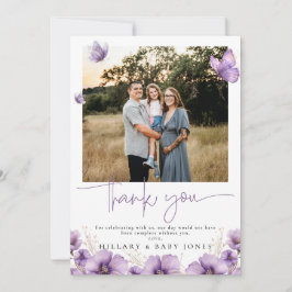 Paarse Vlinder Foto Baby Show Dank u kaart