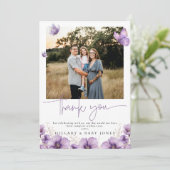 Paarse Vlinder Foto Baby Show Dank u kaart (Staand voorkant)