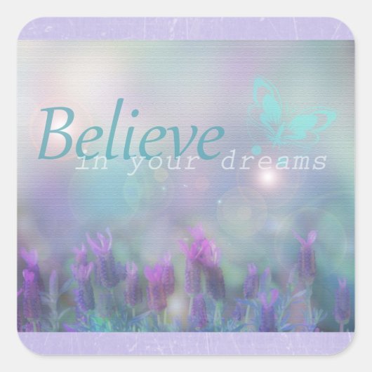 Paarse Vlinder, Geloof in je dromen" Sticker (Voorkant)